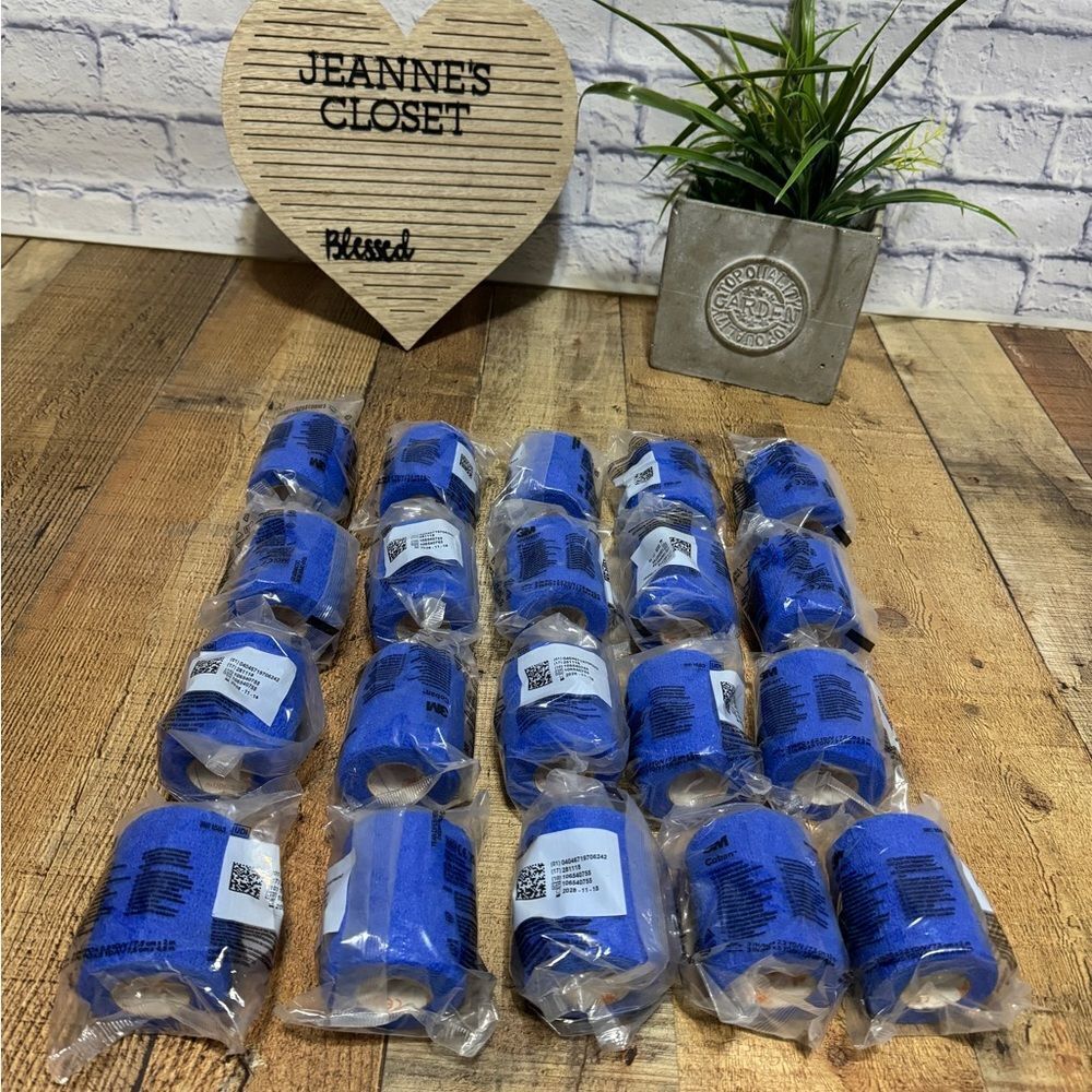 20 Pack, 3M Coban Self-Adherent Wrap 3'' x 5 Yard, BLUE Cohesive Bandage.